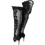 Dolce & Gabbana Black Floral Embroidered Socks Boots LA4248-4