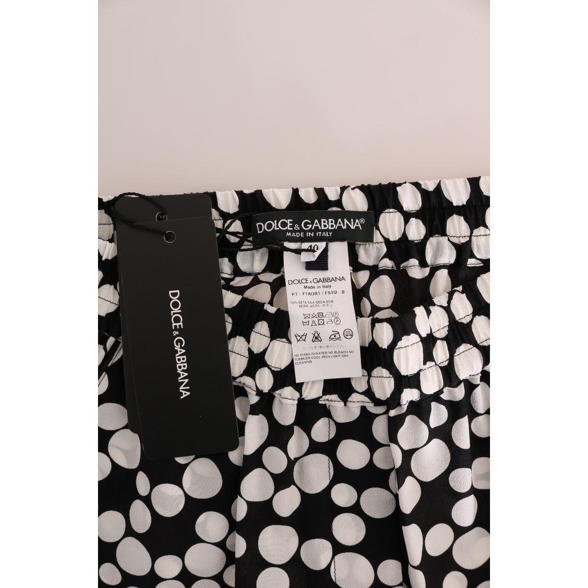 Dolce & Gabbana Black White Polka Dottes Silk Pants BYX1203-1