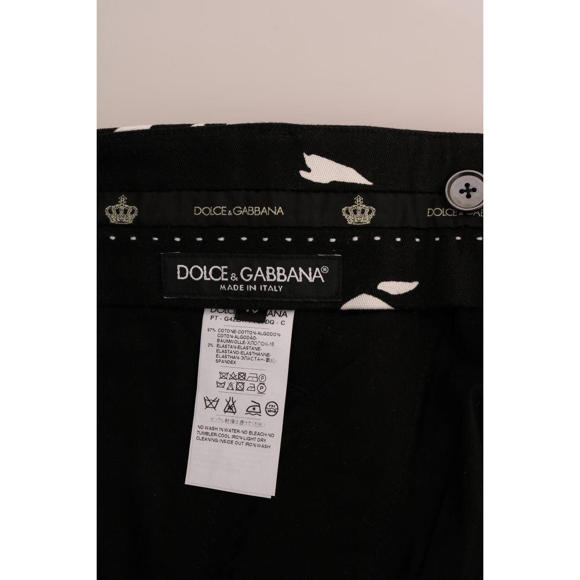 Dolce & Gabbana Black Tree Cotton Stretch Pants PAN60808-4