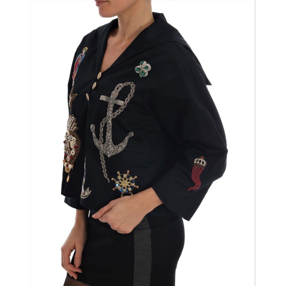 Dolce & Gabbana Blue Crystal MAMMA Sicily Jacket JKT1120-1