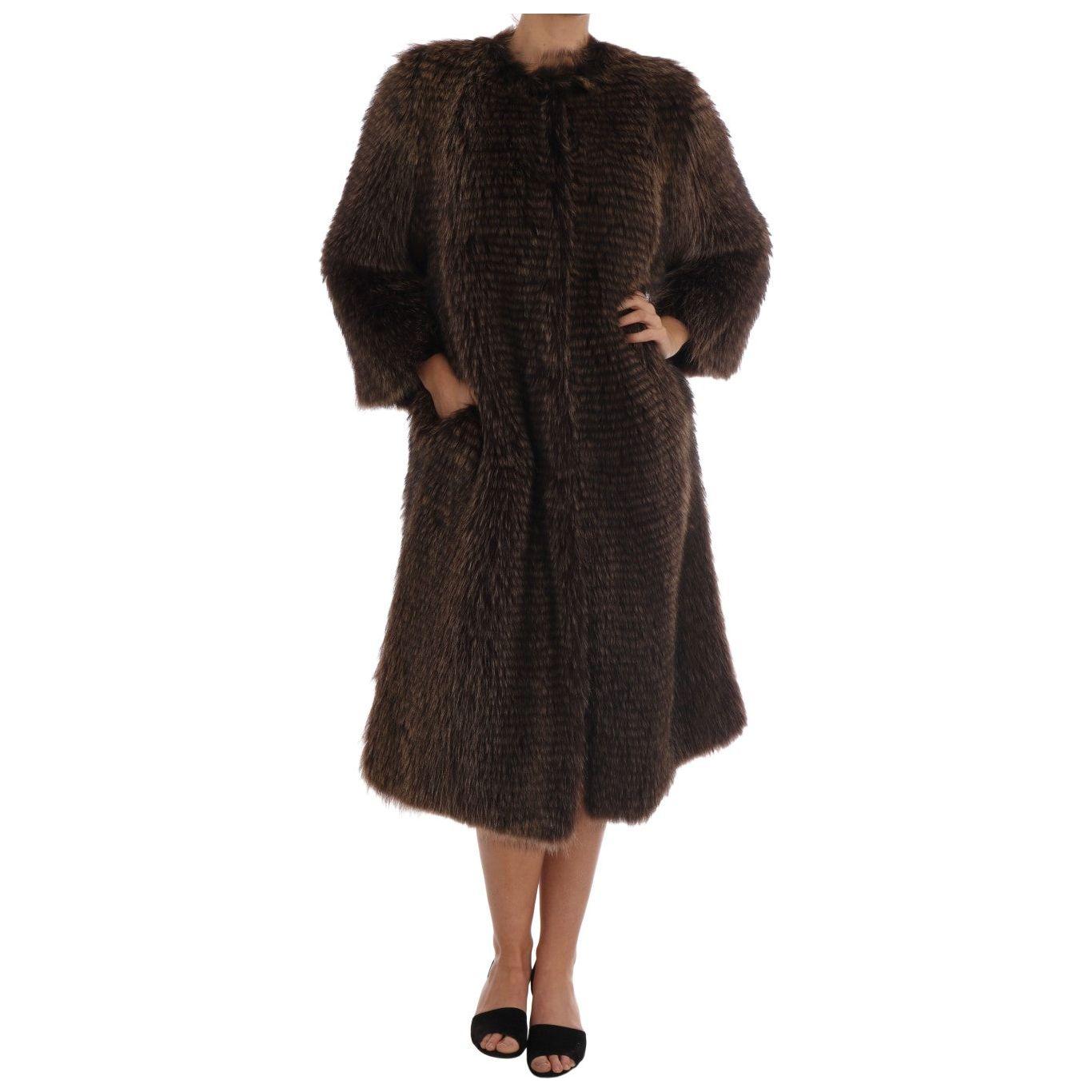 Dolce & Gabbana Brown Raccoon Fur Coat Jacket JKT1125-1