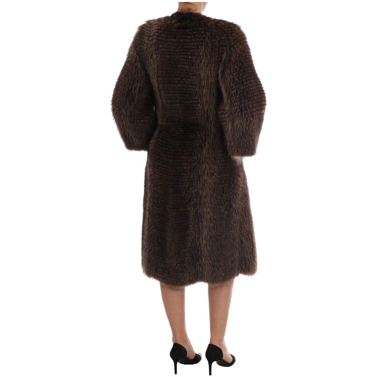 Dolce & Gabbana Brown Raccoon Fur Coat Jacket JKT1125-1