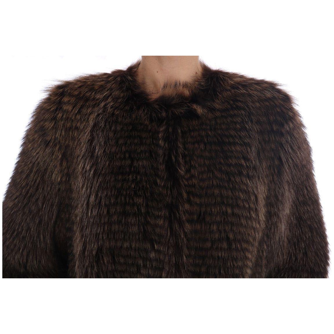 Dolce & Gabbana Brown Raccoon Fur Coat Jacket JKT1125-1