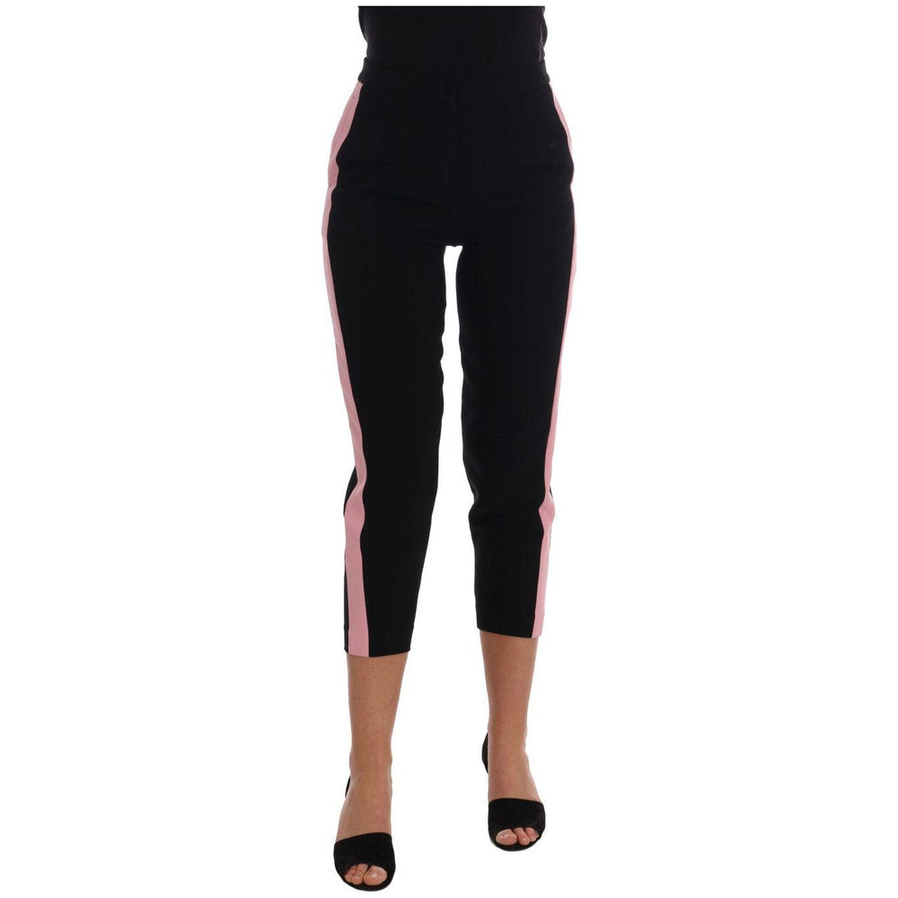 Dolce & Gabbana Black Stretch Pink Stripes Capri Pants BYX1221-1