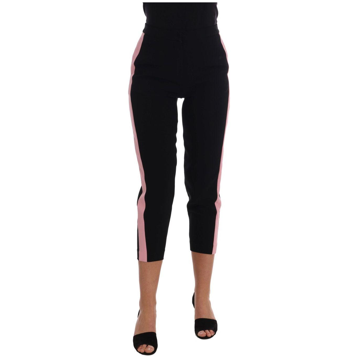 Dolce & Gabbana Black Stretch Pink Stripes Capri Pants BYX1221-1
