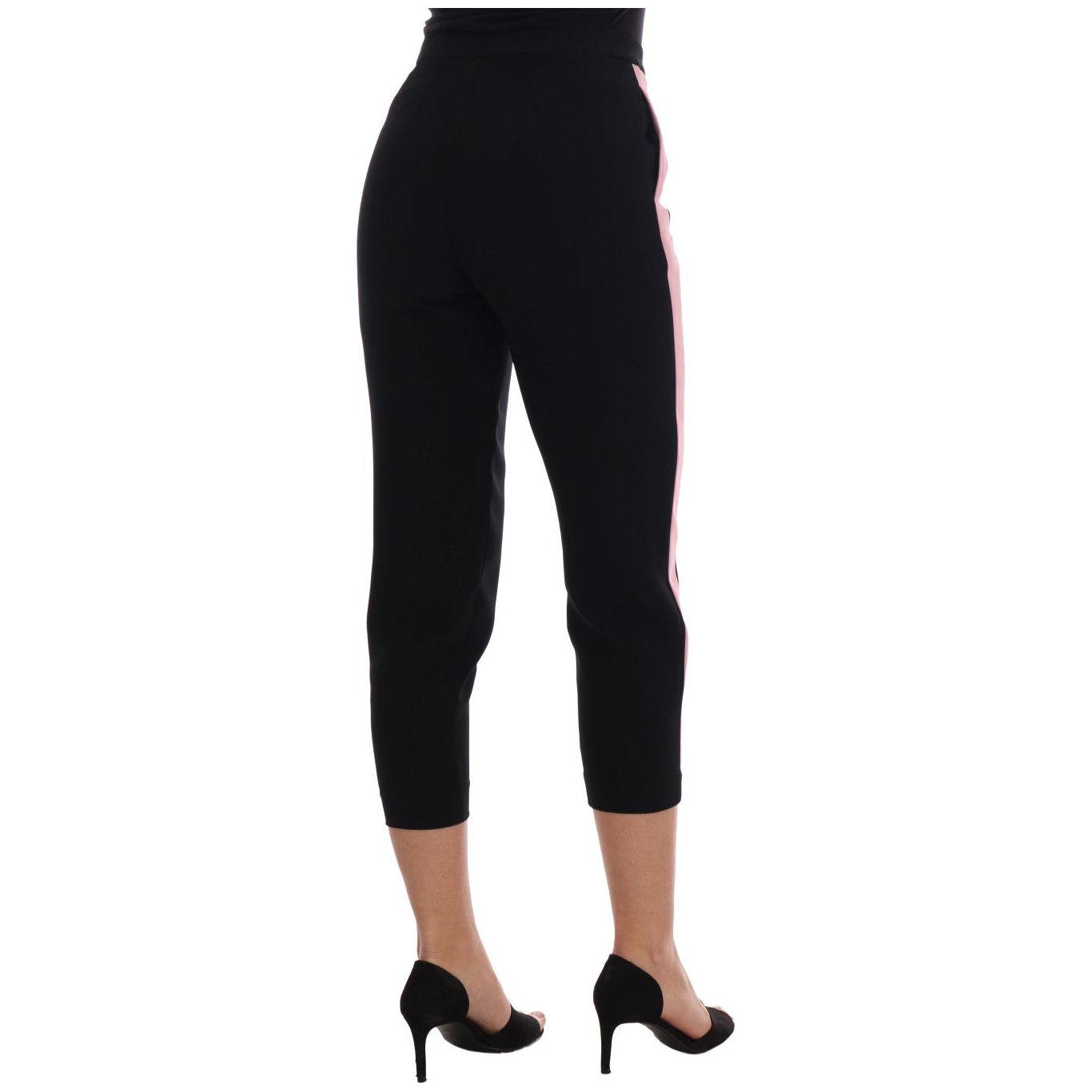 Dolce & Gabbana Black Stretch Pink Stripes Capri Pants BYX1221-1
