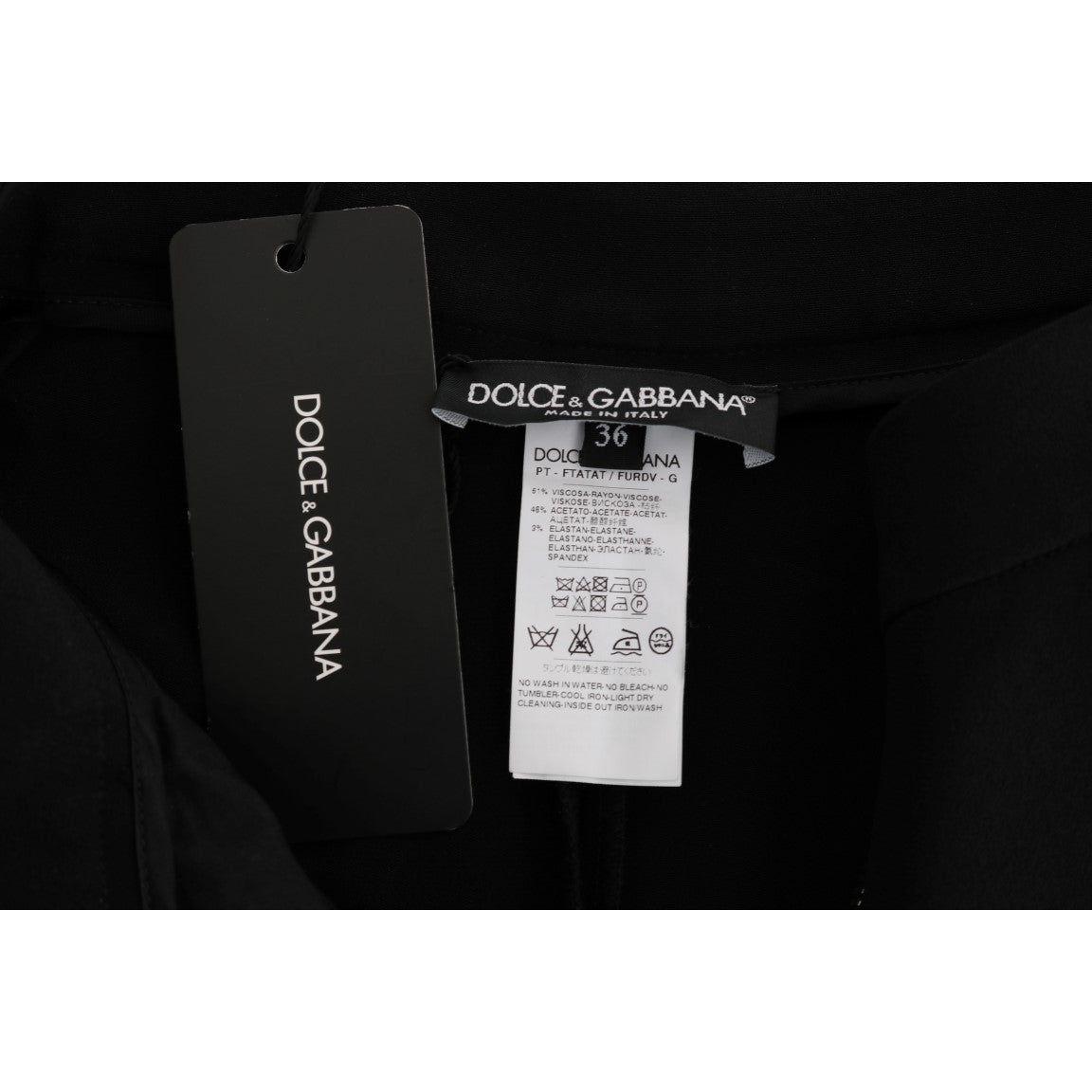 Dolce & Gabbana Black Stretch Pink Stripes Capri Pants BYX1221-1