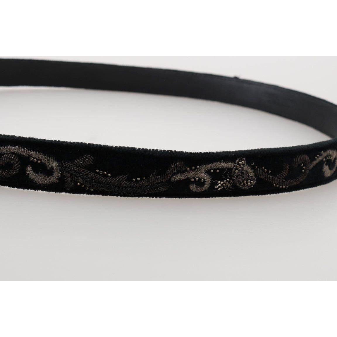 Dolce & Gabbana Black Cotton Royal Bee Embroidery Belt BEL50052-2