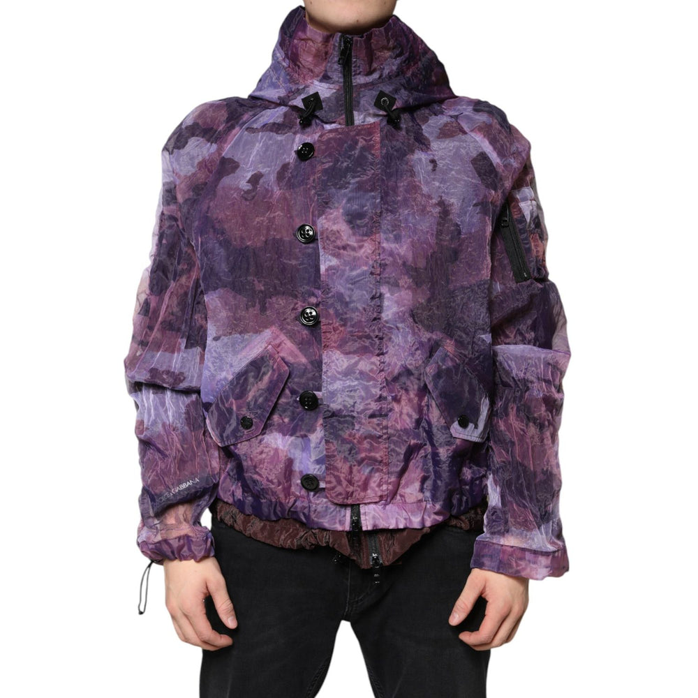 Dolce & Gabbana Purple Camouflage Hooded Men Blouson Jacket JKT4170-46