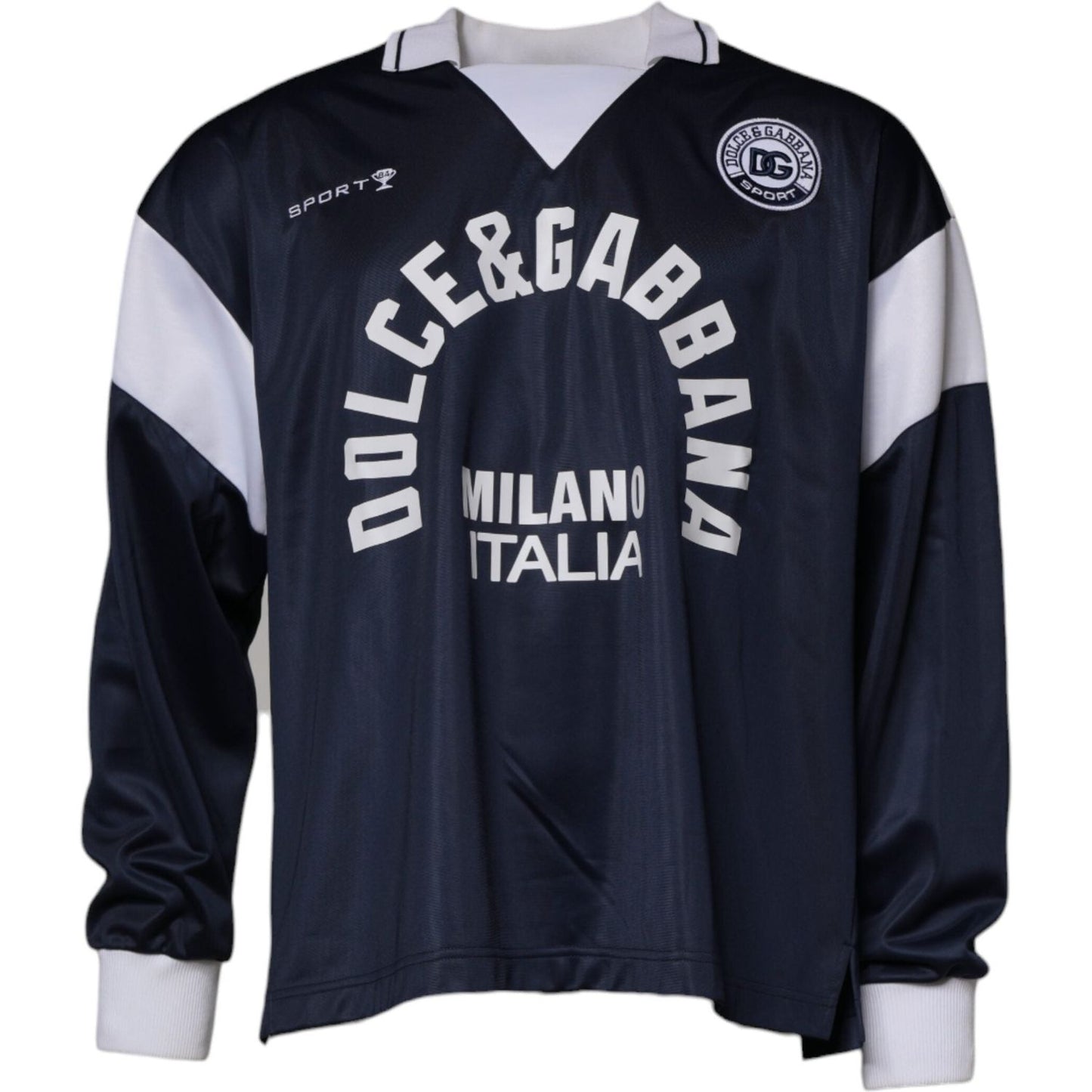Dolce & Gabbana Blue Logo Jersey Collared Pullover Sweater TSH87515-48