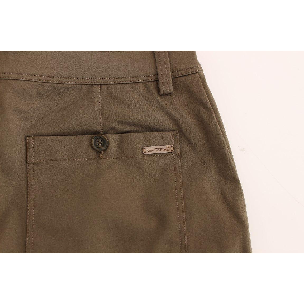 GF Ferre Green Cotton Stretch Comfort Fit Pants