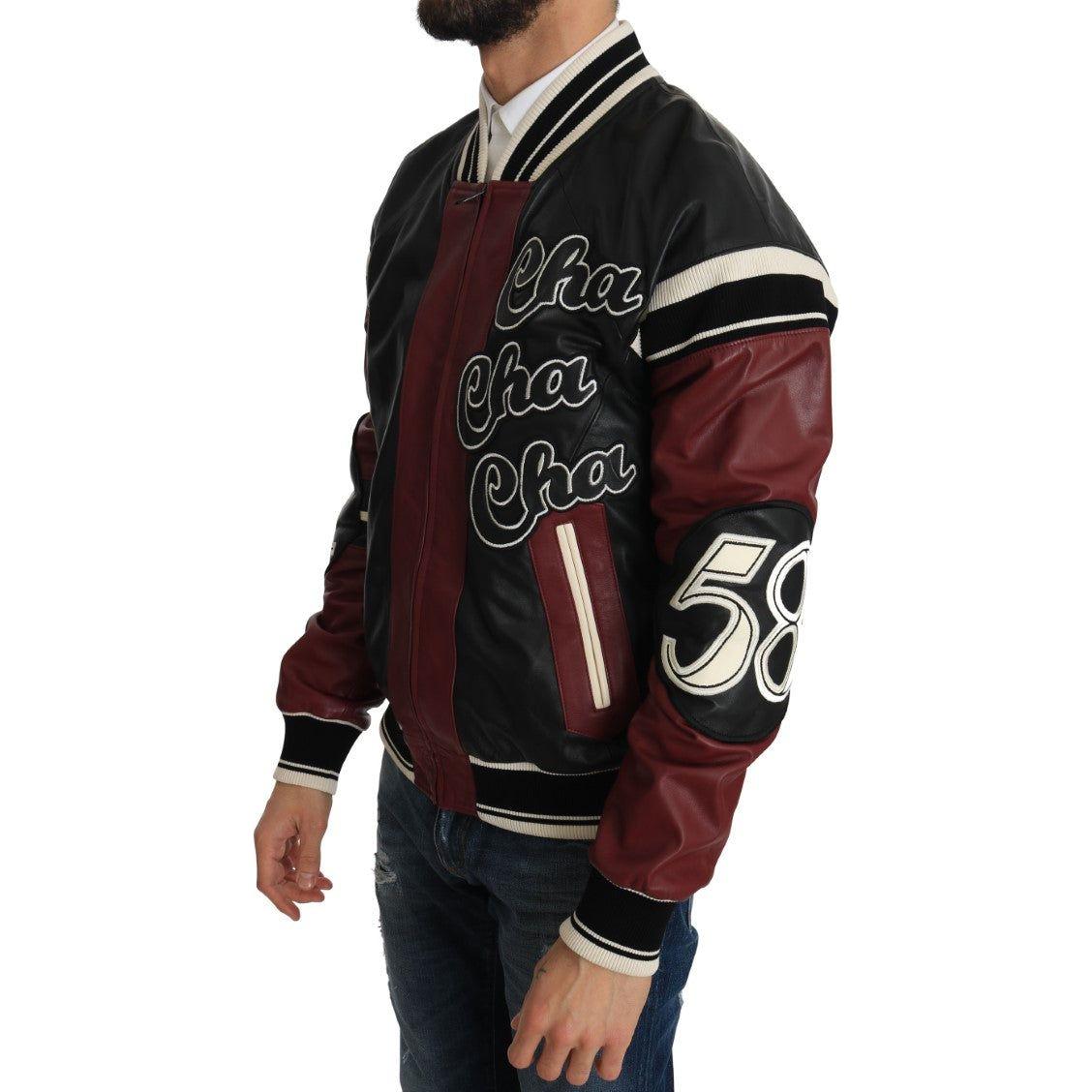 Dolce & Gabbana Leather Club Lounge Black Red Jacket JKT1103-1