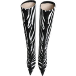 Dolce & Gabbana Black White Zebra Heels High Boots Shoes LA12251-35