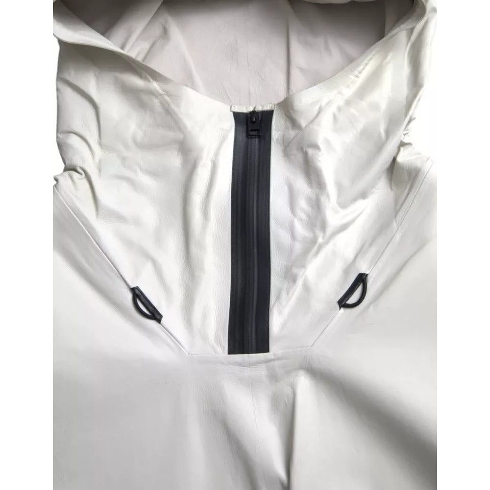 Bottega Veneta White Leather Men Waterproof Jacket Blouson JKT4066-50