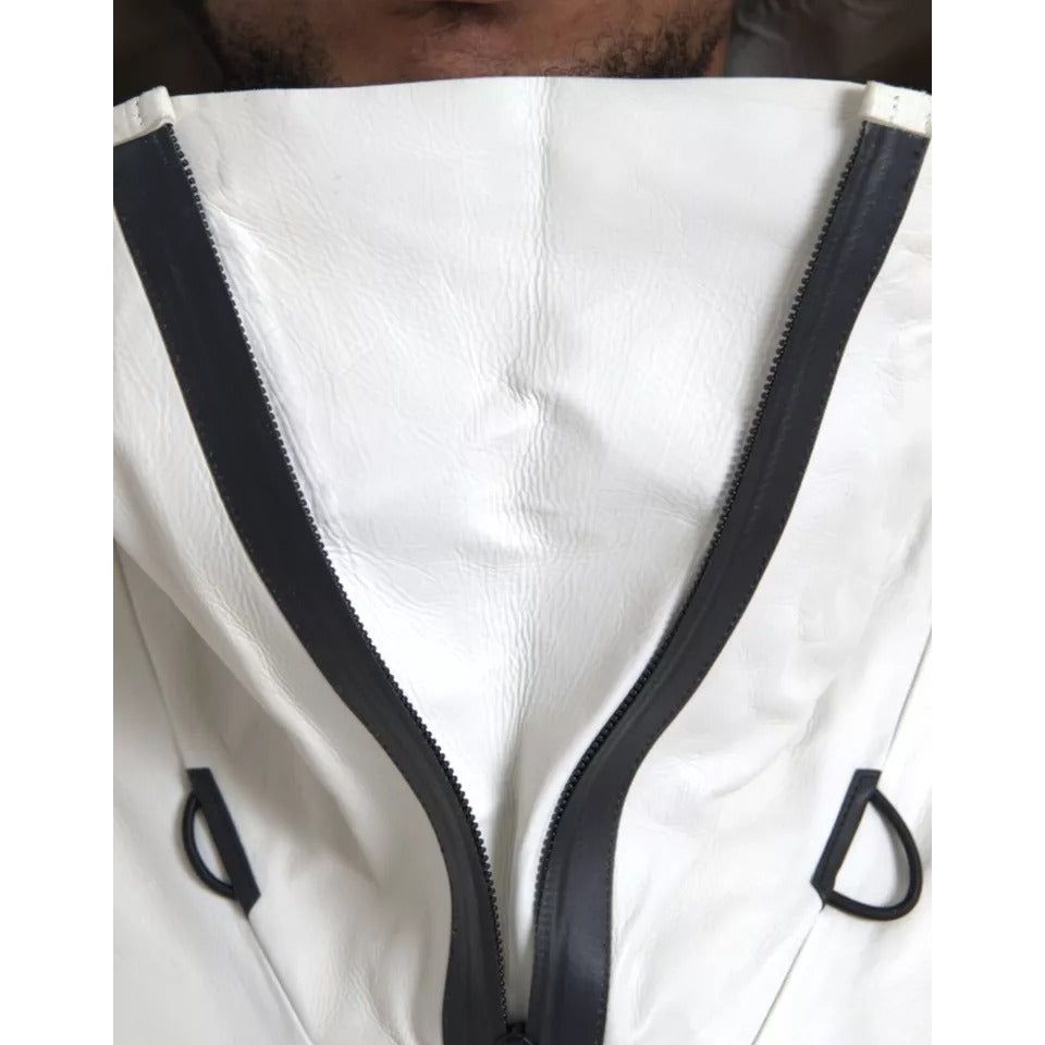 Bottega Veneta White Leather Men Waterproof Jacket Blouson JKT4066-50