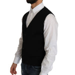 Dolce & Gabbana Black Cotton Dress Woven Waistcoat TSH2423-1