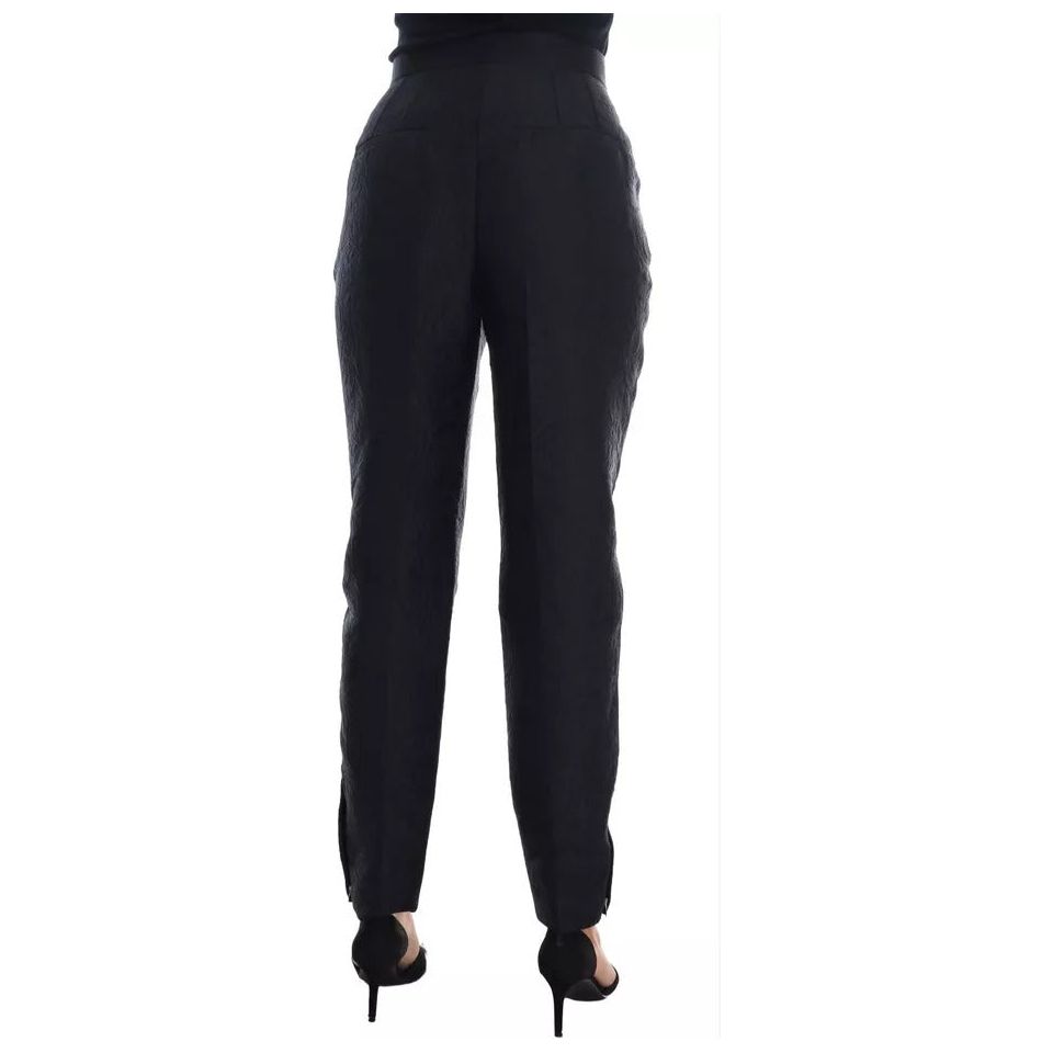 Dolce & Gabbana Black Floral Brocade High Waist Pants BYX1133-40