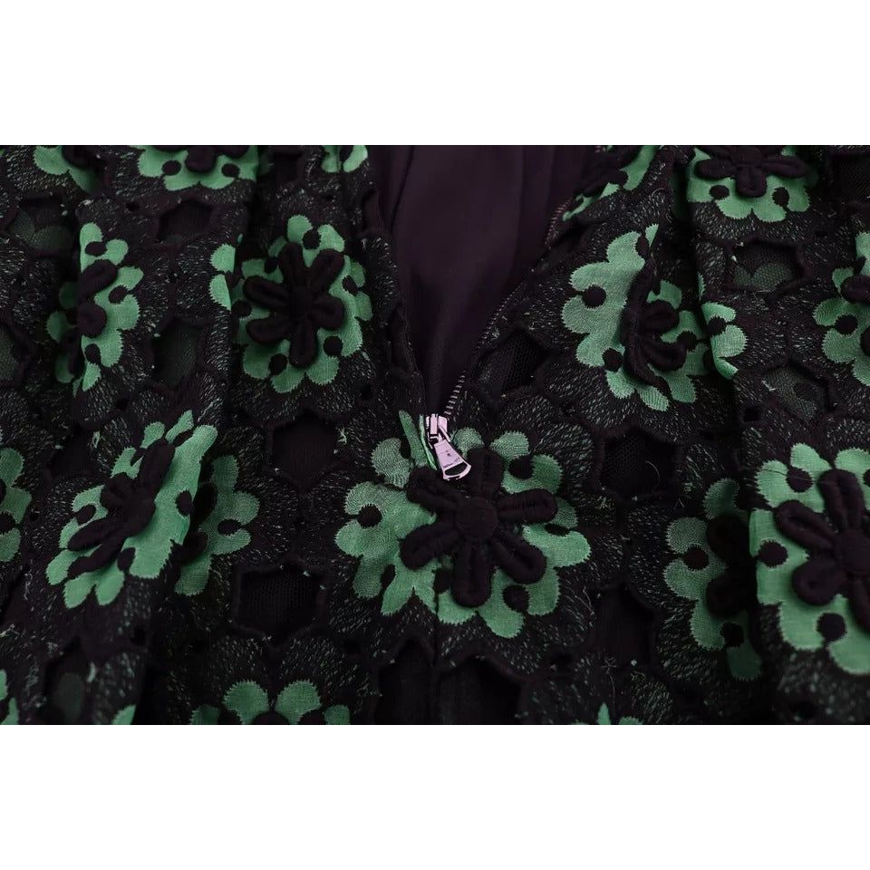 Dolce & Gabbana Green Floral Ricamo A-Line Shift Dress SIG50854-42