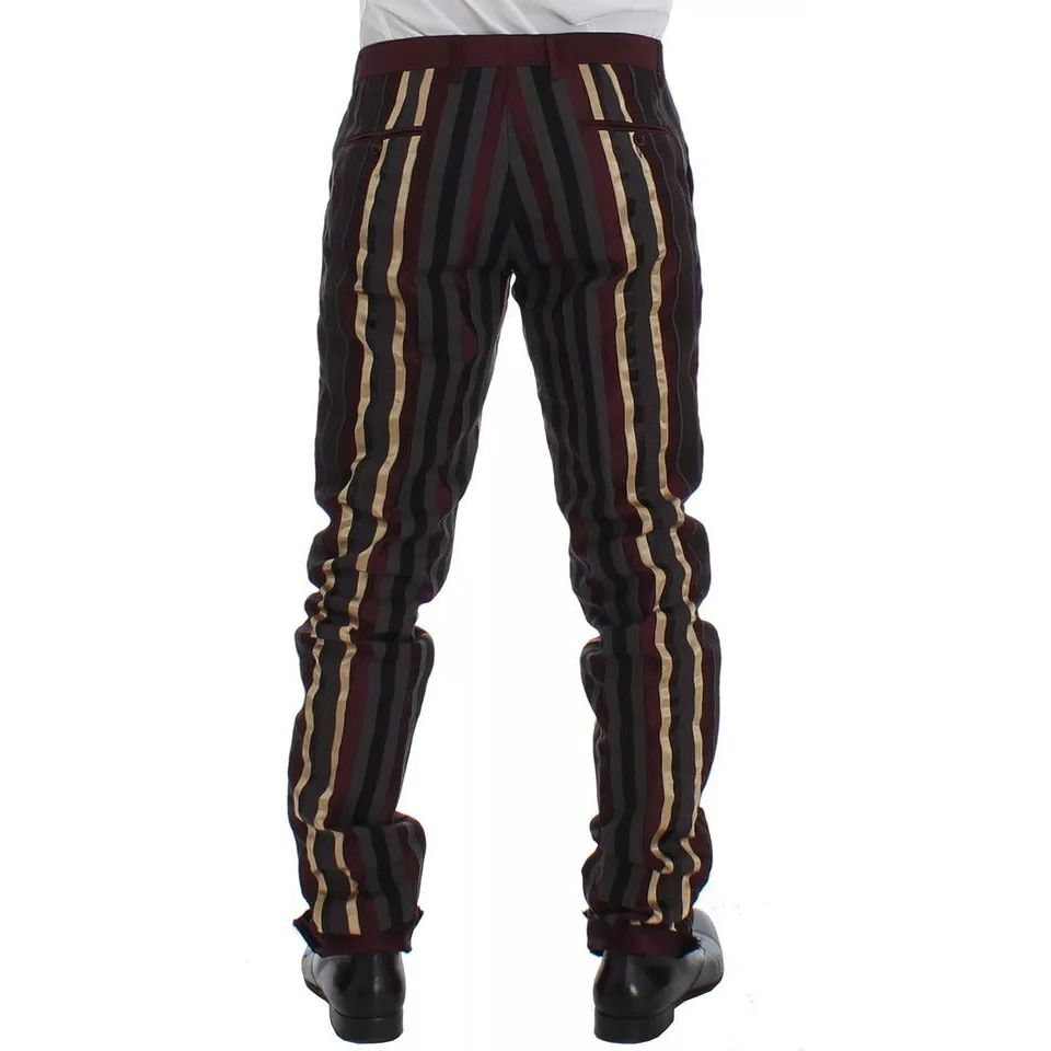 Dolce & Gabbana Multicolor Striped Runway 3 Piece Slim Fit Vest Suit SIG12399-48
