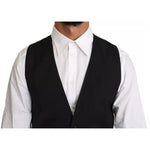 Dolce & Gabbana Black Wool Logo Waistcoat Vest TSH2861-46