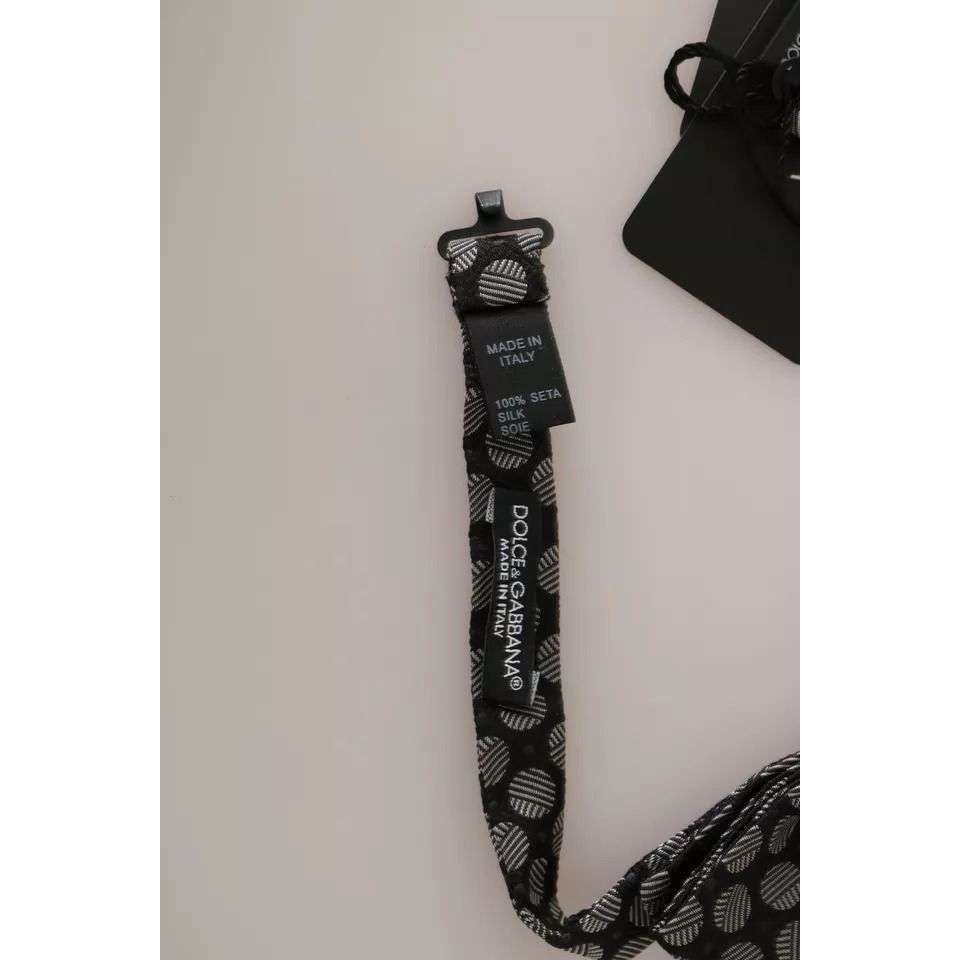 Dolce & Gabbana Black Silk Circles Men Necktie Bow Tie