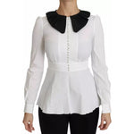 Dolce & Gabbana Black White Decorative Buttons Tops Shirt Blouse TSH3175-36