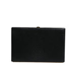 Dolce & Gabbana Black Leather Gold Frame Clutch Evening Party Purse Bag