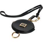 Dolce & Gabbana Black Round Leather DG Logo Coin Purse Lanyard Wallet BAG4199