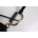 Dolce & Gabbana Black Round Leather DG Logo Coin Purse Lanyard Wallet BAG4199