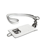 Dolce & Gabbana White Calf Leather Lanyard Logo Card Holder Wallet