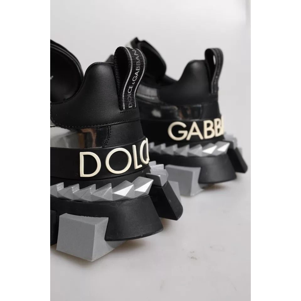 Dolce & Gabbana Black Silver SUPER KING Leather Sneaker Shoes MV6792-41