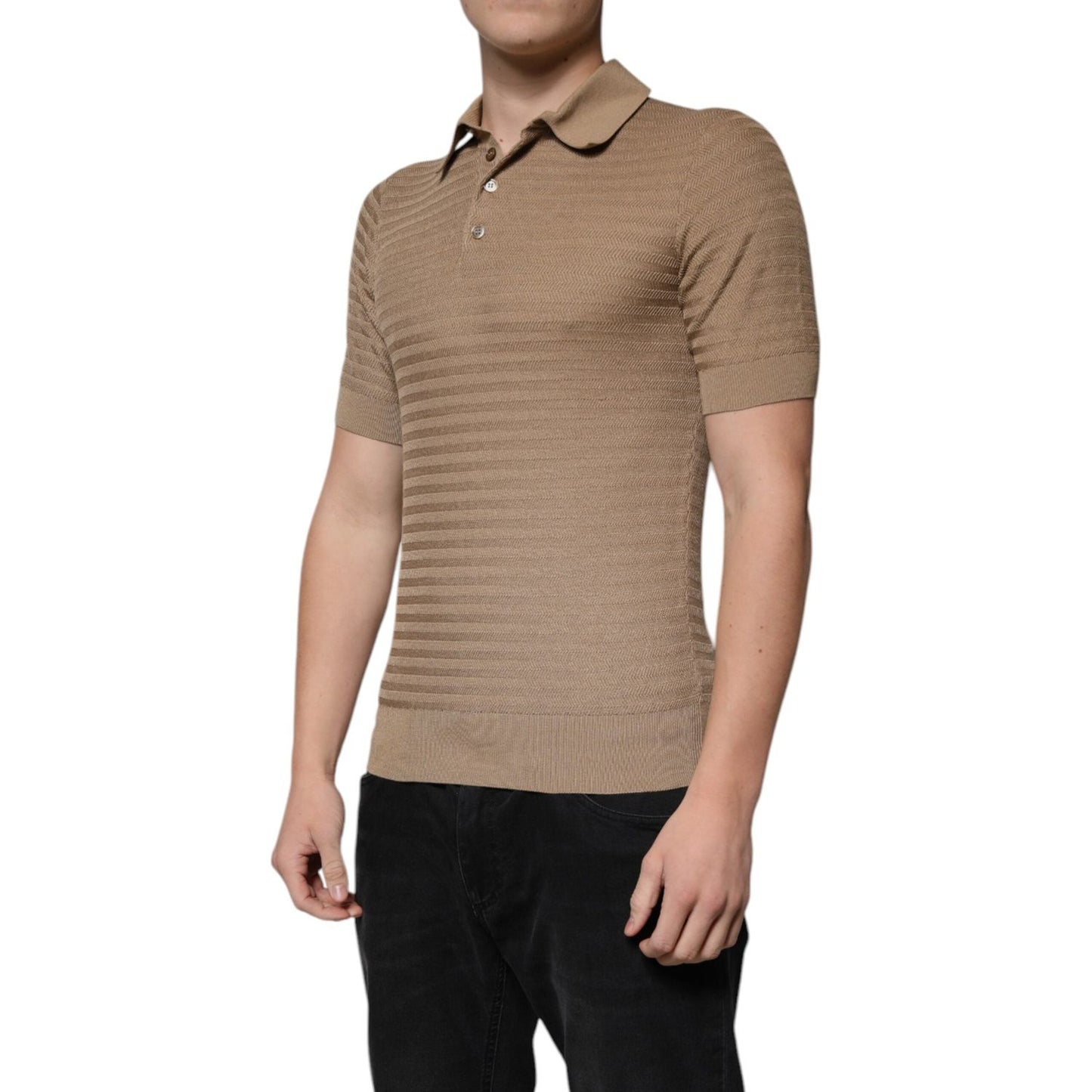 Dolce & Gabbana Brown Collared Short Sleeves Polo T-shirt TSH86918-44