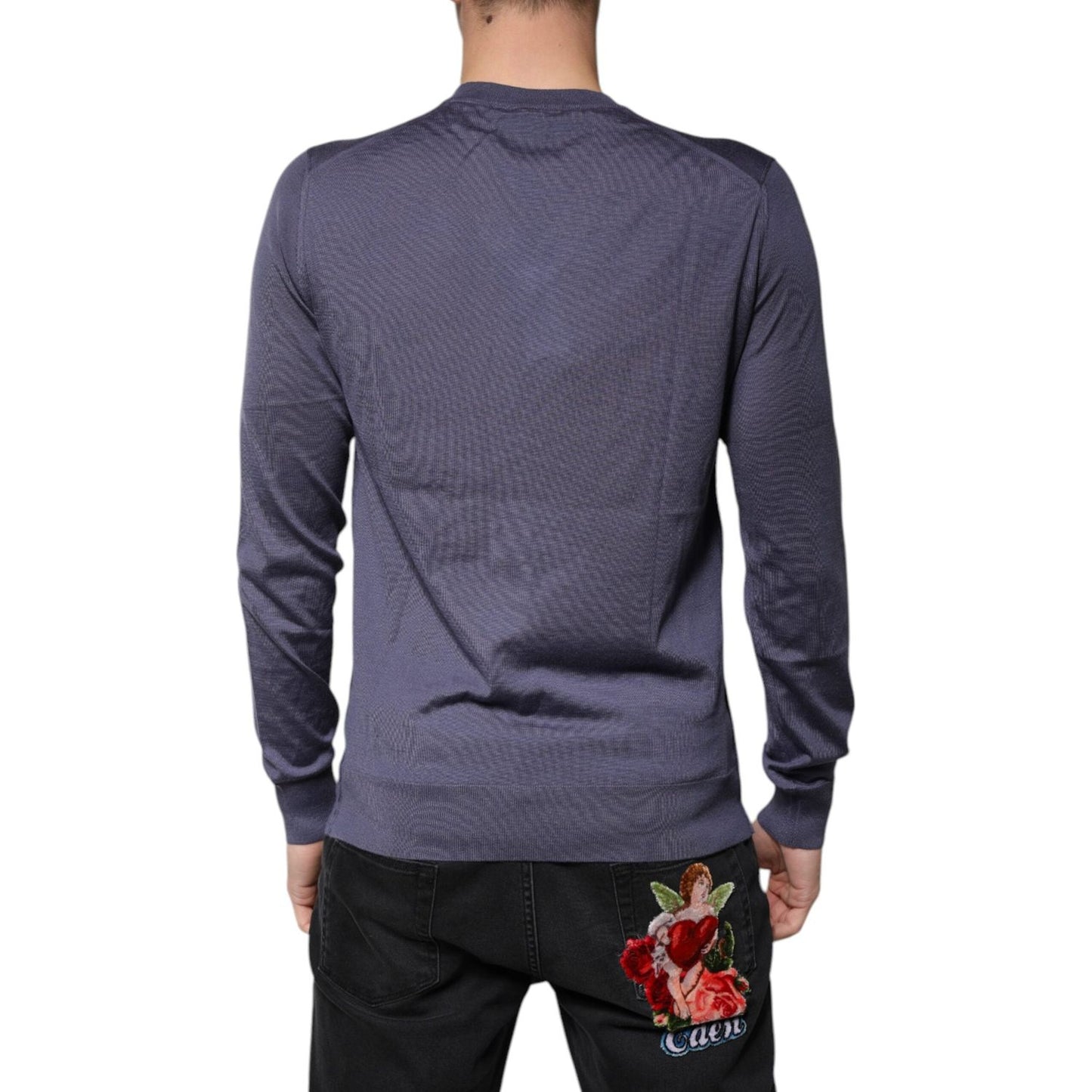 Dolce & Gabbana Gray Cashmere V-neck Men Pullover Sweater TSH86936-48