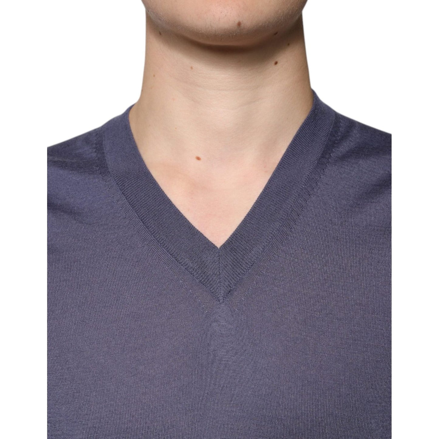 Dolce & Gabbana Gray Cashmere V-neck Men Pullover Sweater TSH86936-48