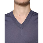 Dolce & Gabbana Gray Cashmere V-neck Men Pullover Sweater TSH86936-48
