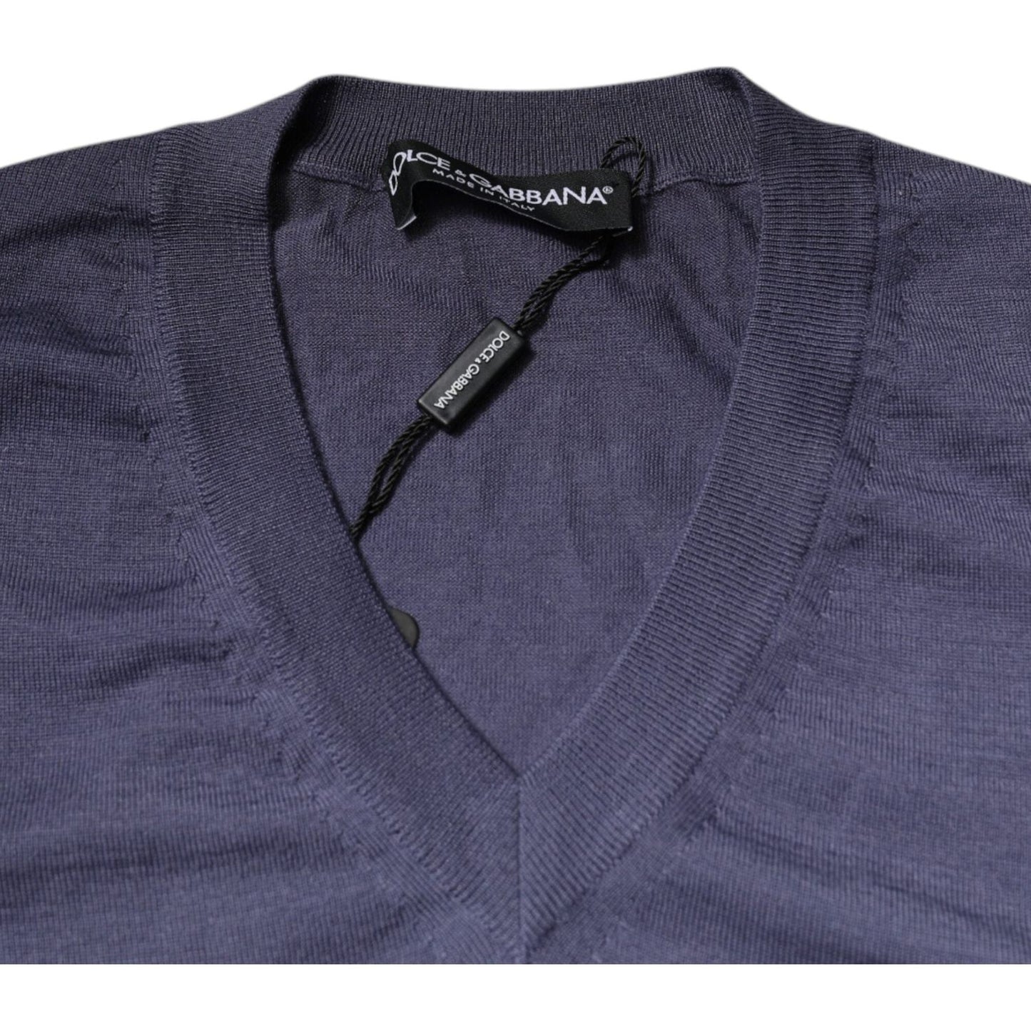 Dolce & Gabbana Gray Cashmere V-neck Men Pullover Sweater TSH86936-48