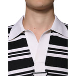 Dolce & Gabbana Black White Stripes Collared Polo T-shirt TSH87243-52