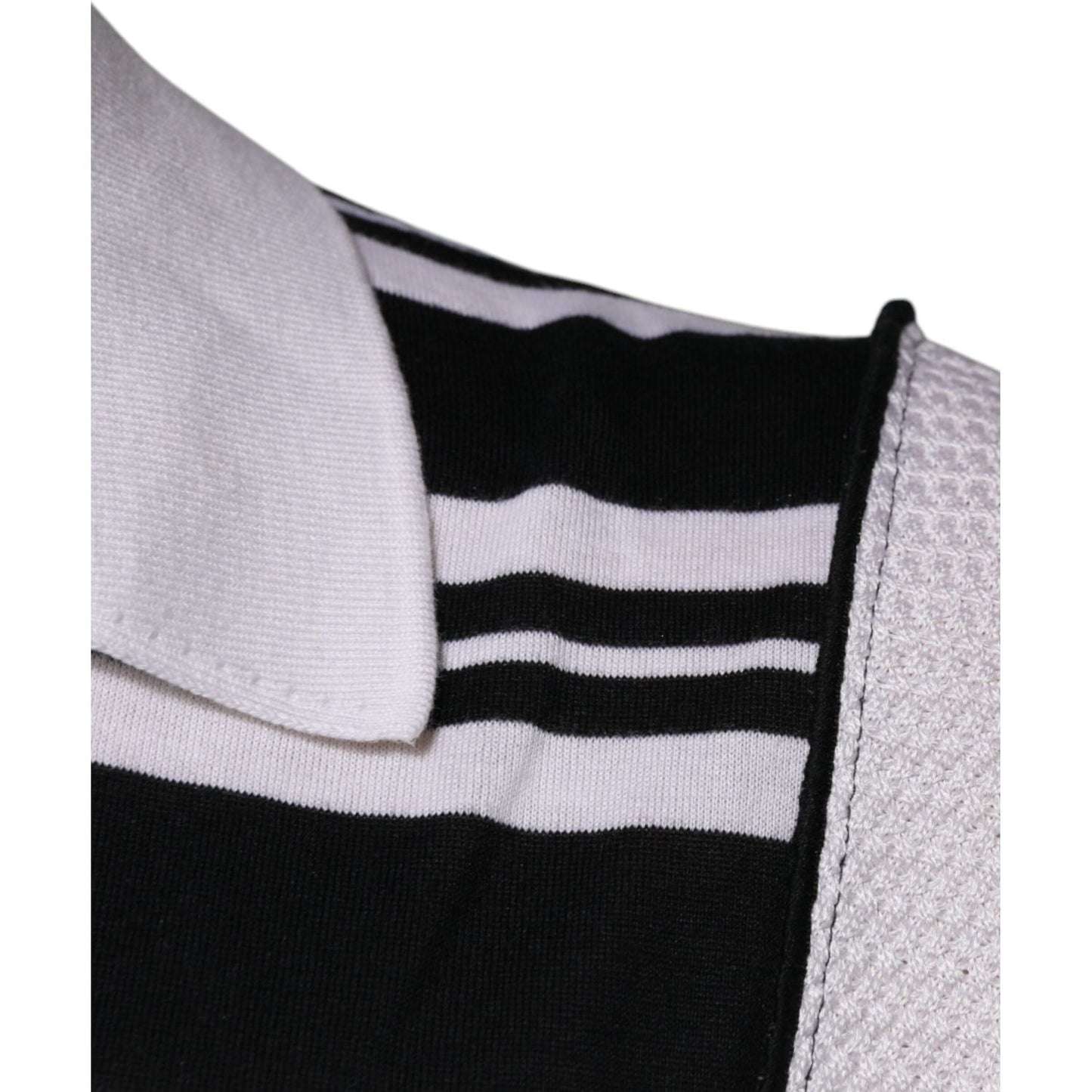 Dolce & Gabbana Black White Stripes Collared Polo T-shirt TSH87243-52