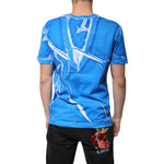 Dolce & Gabbana Blue Cotton V-neck Short Sleeves T-shirt TSH87442-50