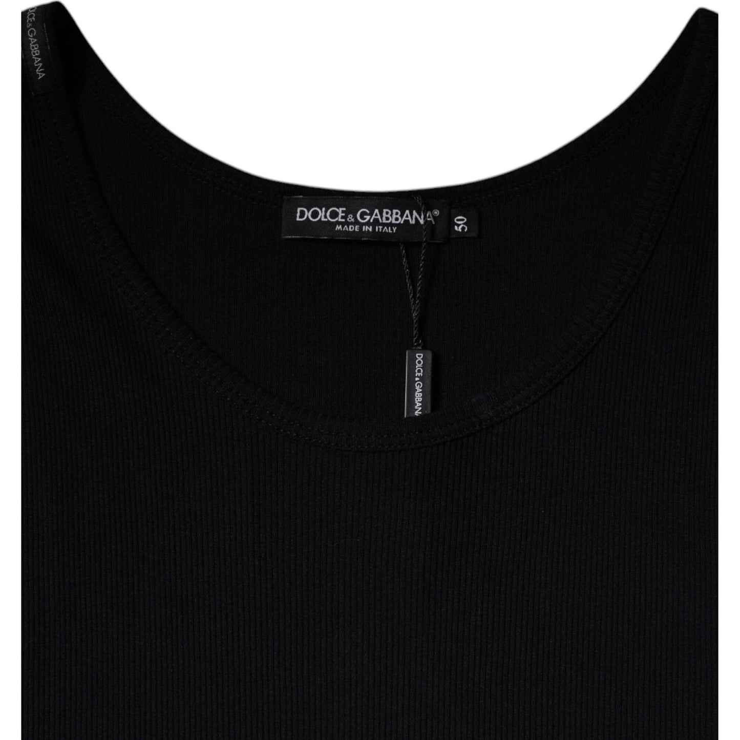 Dolce & Gabbana Black Cotton Sleeveless Round Neck Tank T-shirt TSH87445-50