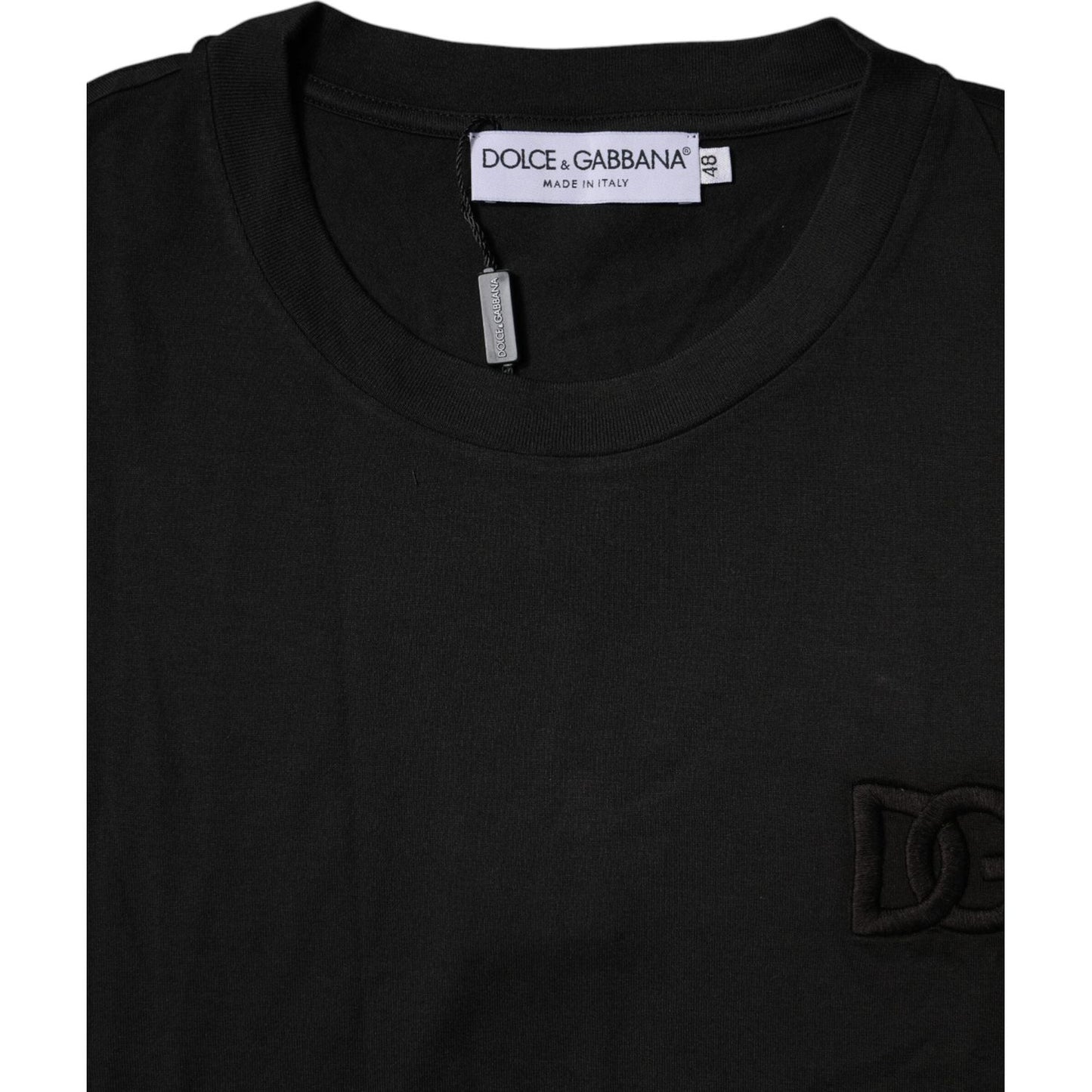 Dolce & Gabbana Black Cotton Crew Neck Short Sleeves T-shirt TSH87455-48