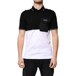 Dolce & Gabbana Black White Cotton Short Sleeves Polo T-shirt TSH87465-44