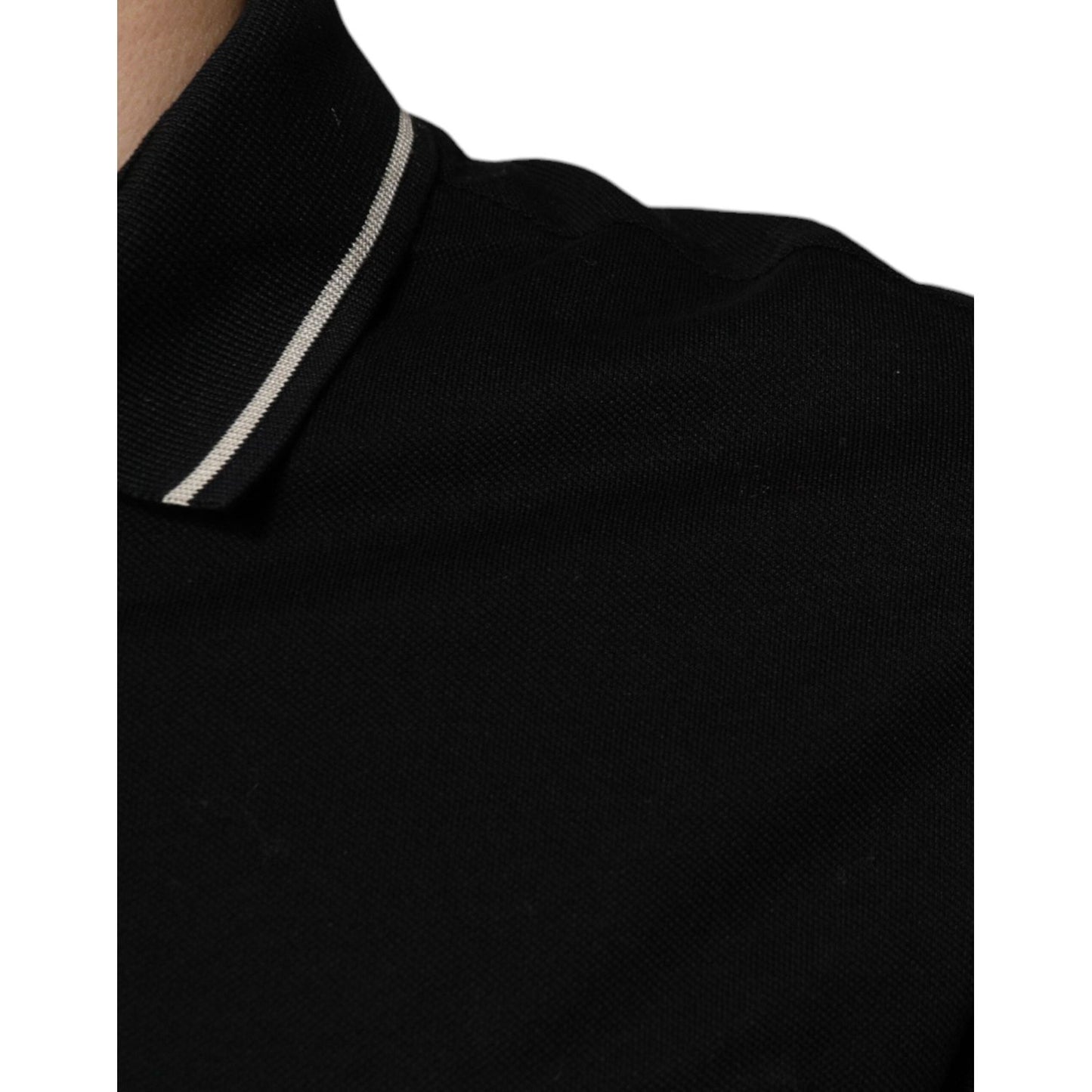 Dolce & Gabbana Black White Cotton Short Sleeves Polo T-shirt TSH87465-44