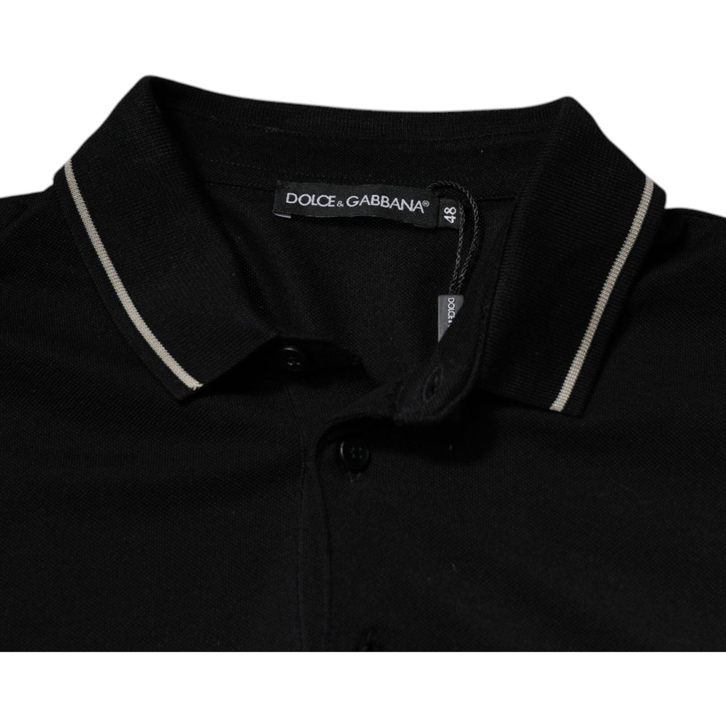 Dolce & Gabbana Black White Cotton Short Sleeves Polo T-shirt TSH87465-44