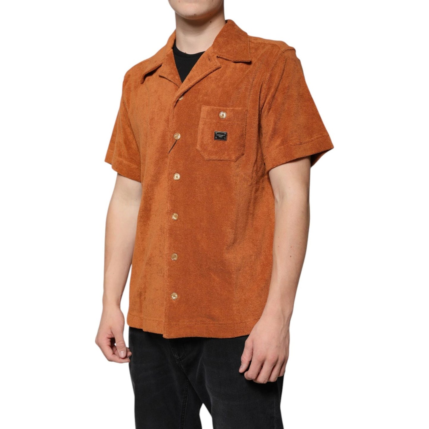 Dolce & Gabbana Hazel Cotton Velvet Button Down Collared Shirt TSH87542-38