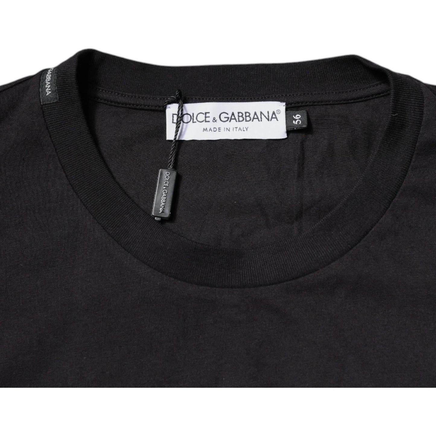 Dolce & Gabbana Black Logo Print Cotton Crew Neck T-shirt TSH87641-56