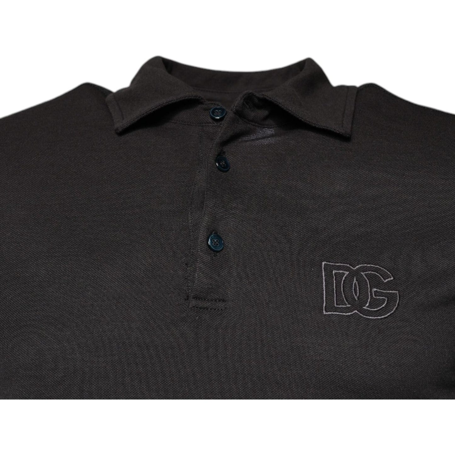 Dolce & Gabbana Dark Gray Collared Short Sleeves Polo T-shirt TSH87666-50