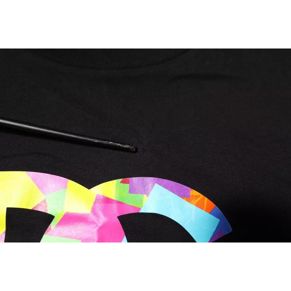 Dolce & Gabbana Black Logo Print Cotton Crew Neck T-shirt TSH87668-48