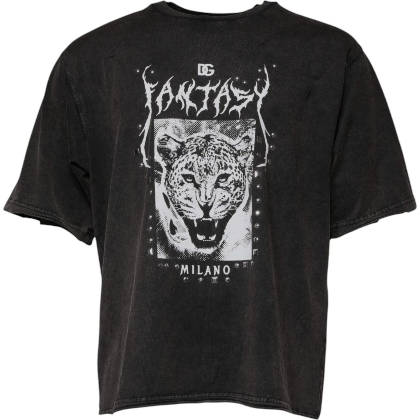 Dolce & Gabbana Gray Leopard Print Cotton Crew Neck T-shirt TSH87671-50