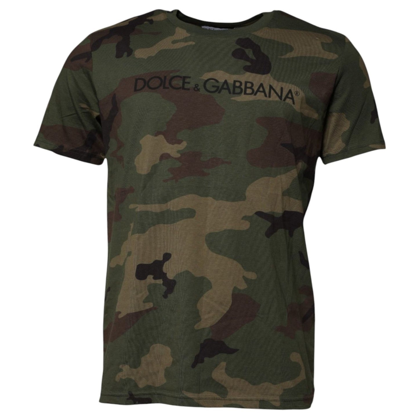 Dolce & Gabbana Multicolor Camouflage Cotton Crew Neck T-shirt TSH87676-44